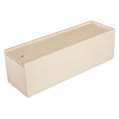 Coffret bois avec couvercle coulissant - 1 bouteille - 10,8 x 33,5 cm - Contenants à bouteilles