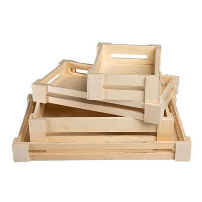 Caisses en bois naturel - L 34 + P 22 x H 3.8 cm - Coffrets bois-1