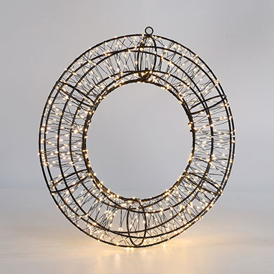 Couronne de Noël lumineuse noire - Ø 38 cm - 960 leds - blanc - Décors lumineux-1