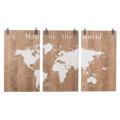 Carte du monde sur bois - Objets déco