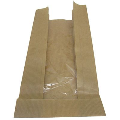 Sacs kraft à fenêtre - 14 + 8 x H 27 cm - par 1000 - Sachets kraft alimentaires