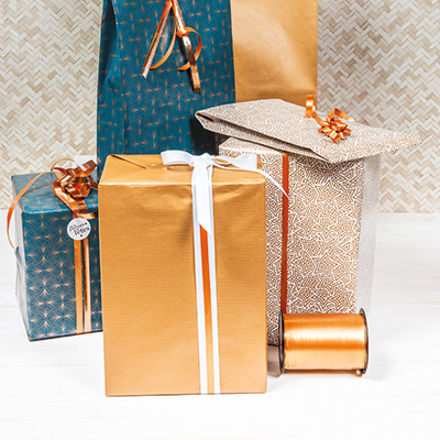 Papier cadeau kraft vergé Cuivre - Papiers cadeaux kraft unis-1