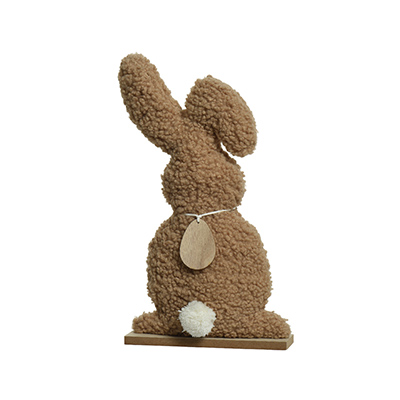 Peluche lapin sur socle bois  - Décors de Pâques