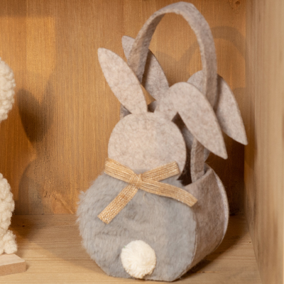 Panier avec décoration lapin en feutrine - Décors de Pâques-1