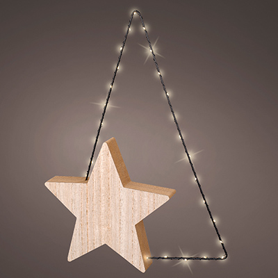 Cadre sapin avec étoile 26 micro-leds - Décors lumineux-1