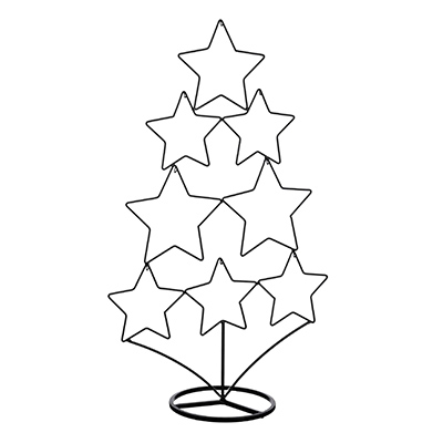 Sapin de Noël Design étoiles noires - H 58 cm - Décors à poser