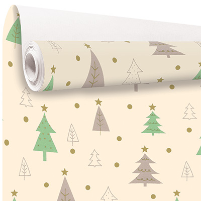 Papier cadeau Sapins - 70 cm x 50 m - Papiers cadeaux de Noël-1