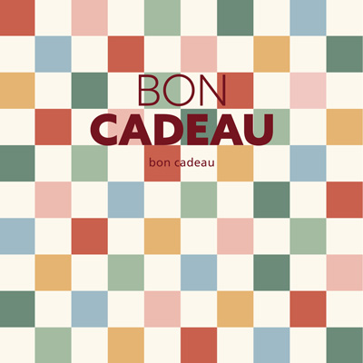 Bons cadeaux à carreaux multicolores + enveloppe - Chèque cadeaux Noël