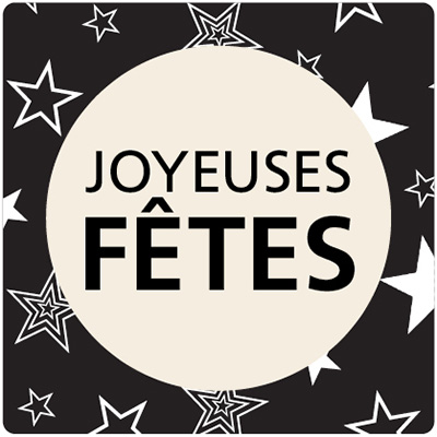 Étiquettes adhésives Joyeuses Fêtes assorties noir / blanc / écru - 35 x 35 mm - Étiquettes cadeaux Noël-3