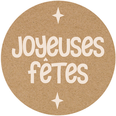 Étiquettes adhésives Joyeuses Fêtes rondes assorties - brun / vert - Étiquettes cadeaux Noël-4