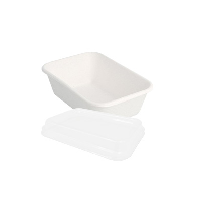 Barquettes rectangulaires + couvercles - Barquettes en bagasse