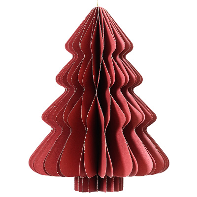 Sapin en papier accordéon - rouge - H 20 cm - Décors en carton