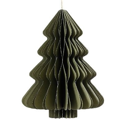 Sapin en papier accordéon - vert - H 40 cm - Décors en carton