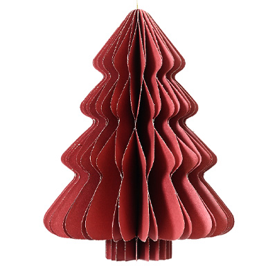 Sapin en papier accordéon - rouge - H 40 cm - Décors en carton