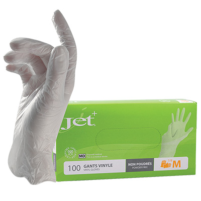 Gants vinyle naturel non poudrés ambidextres - taille M - Gants jetables