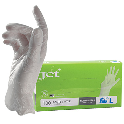 Gants vinyle naturel non poudrés ambidextres - taille L - Gants jetables